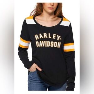 Harley Davidson - Color Block Genuine Striped Long Sleeve Harley T Shirt Size SM